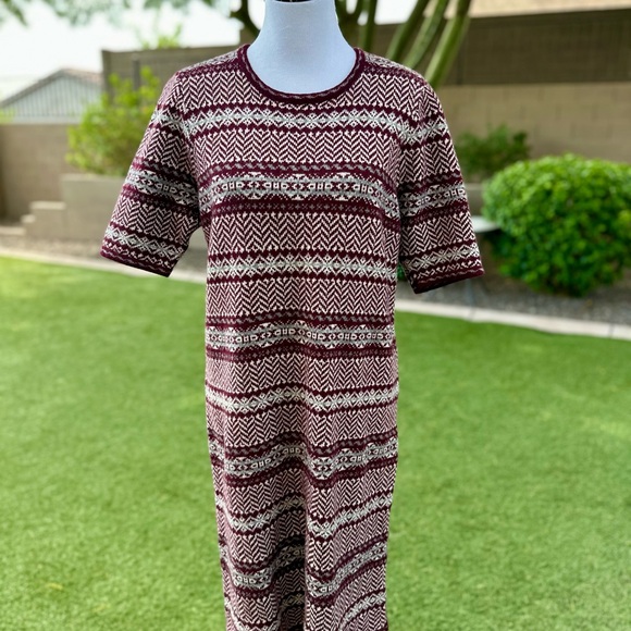Ralph Lauren Maroon and White Sweater Dress - Picture 1 of 2